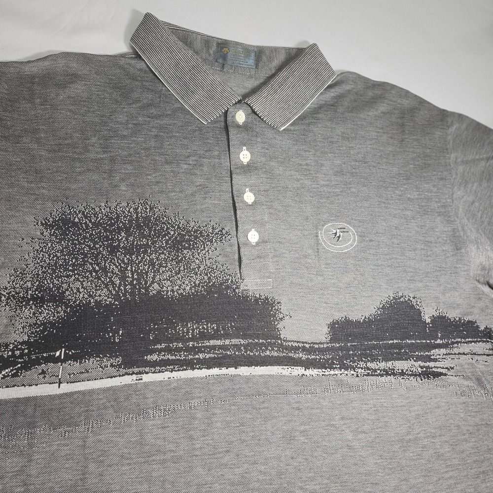 Descente Golf Collection Mens XXL Polo Shirt Grey Landscape Made in Japan